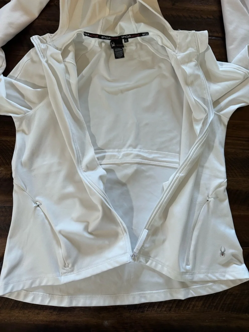 Spyder Active White Zip Hoodie Jacket XL Athleisure | running | hiking | GUC - Picture 8 of 9